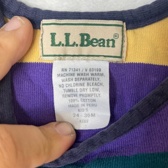 VNTG LL Bean Multicolor Purple Stripe 24-35 Months Cotton 90s Snap Adjustable - Picture 2 of 8